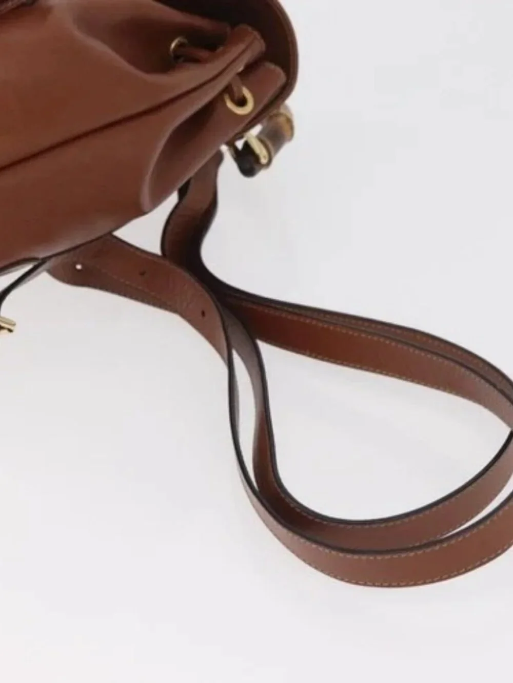 GUCCI Bamboo Mini Backpack Leather Outlet Brown Gold 003 1705 0030 Auth am11663A